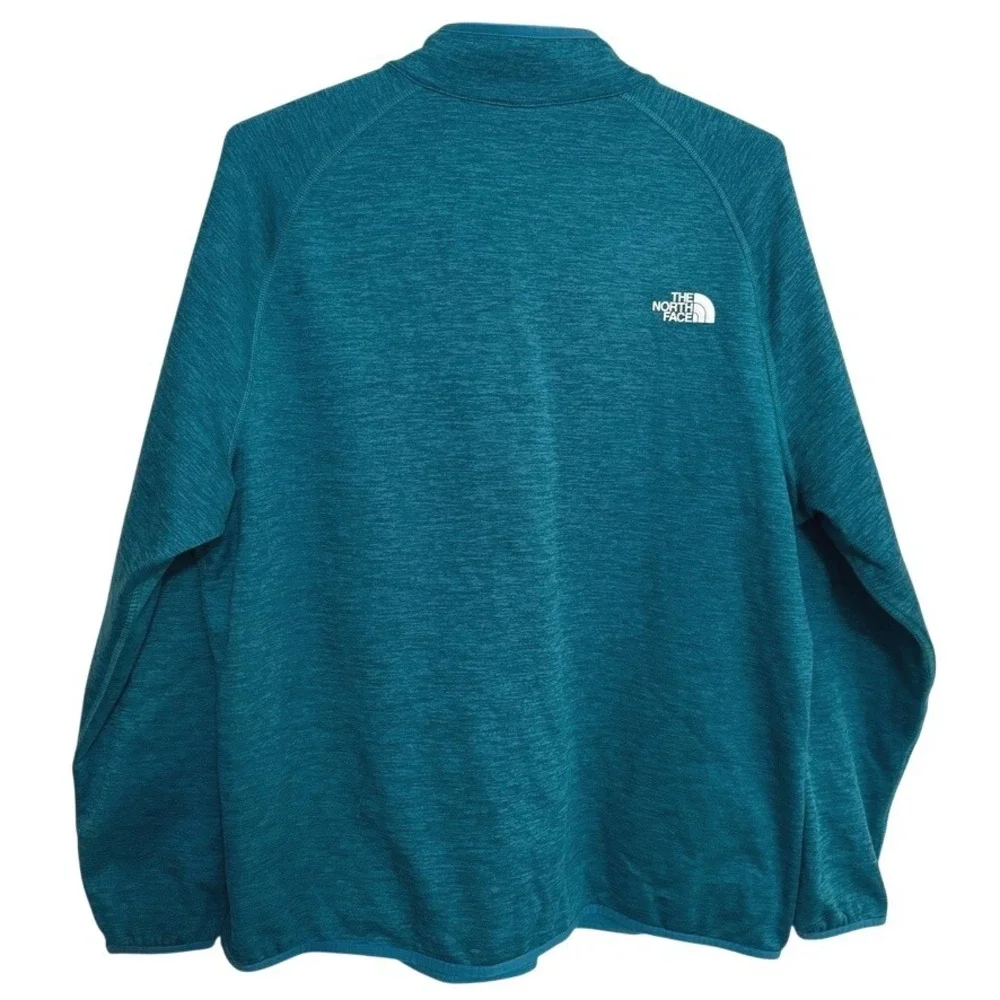 The North Face Fleece Sweater Mens 2XL Green Blue 1/4 Zip Pocket Mock Neck